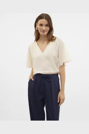 VERO MODA VMVICTORIA S/S V-NECK TOP WVN BTQ GA - Dames - Blouses