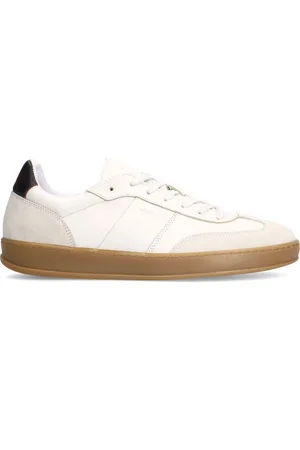 Manfield Heren - leren sneakers met suède details