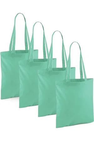 Merkloos Draagtasje met hengsels - 4x - - 42 x 38 cm - katoen - 10 liter - boodschappen - gymtas - voor kinderen en volwassenen