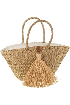 J-line Strandtas Kwasten - zeegras/raphia