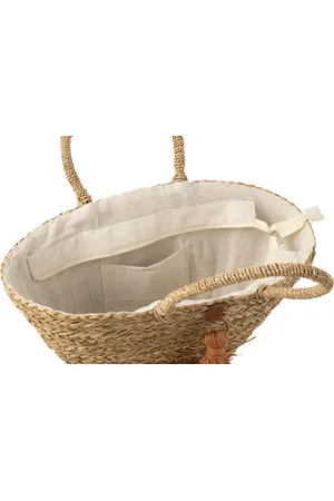 J-line Strandtas Kwasten - zeegras/raphia - /bruin