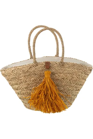 J-line Strandtas kwasten - zeegras/raphia - /oker