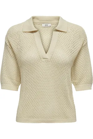 JDY Jacqueline de Yong T-shirt tikka 2/4 Collar V-neck Pull Knt 15325043 Birch Dames
