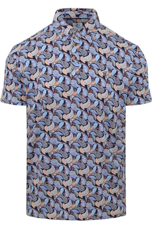 R2 Amsterdam R2 Tencel Poloshirt Paisley Donkerblauw