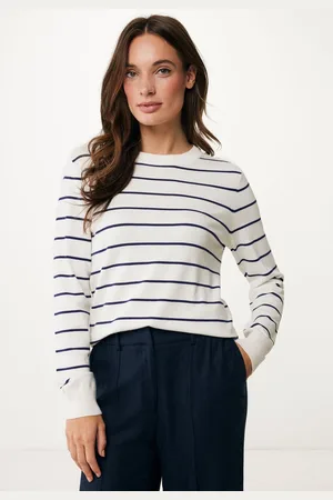 Mexx Sweater Gestreept Off White Dames