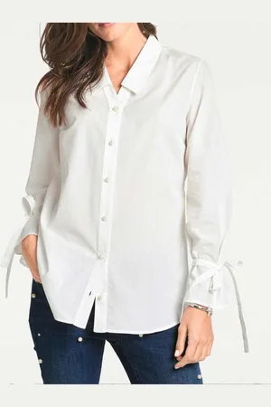 Merkloos Dames Katoen Designer Blouse van Duitse modehuis Patrizia Dini, Off-white