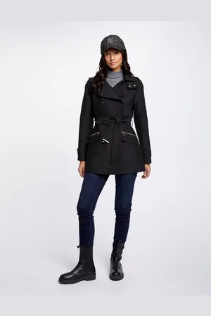 Morgan Waisted belted trenchcoat with hood 241-Gladia black