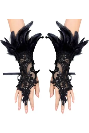 Merkloos Vingerloze lange handschoenen voor dames - gothic nethandschoenen - vingerloze heksenhandschoenen - mouwen Maleficent - kostuumaccessoires voor Halloween - bruiloften - carnaval - gotische - handschoenen .