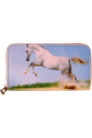 S.Y.W Portemonnee - Paard Wit Schimmel Volbloed - Rondrits - Muntvak & Pasvakjes - 16x9x2cm