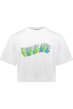 Geisha Zomer t-shirt meisjes - festival life - off / aqua / lime