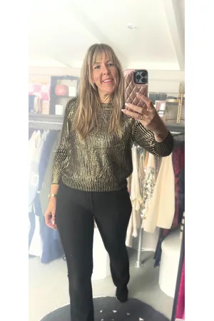 Merkloos Metallic trui - kabelpatroon - gebreide sweater - trui - - chique - lente /zomer - zwart