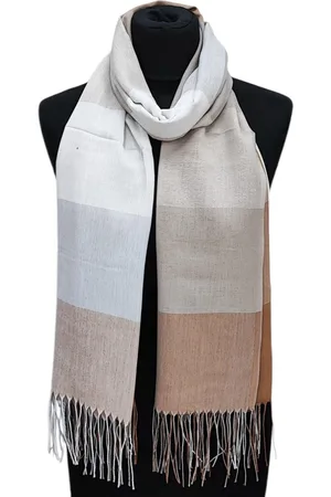 Merkloos Lange Dunne Sjaal - Geblokt - Khaki/Grijs - 190 x 70 cm (223)