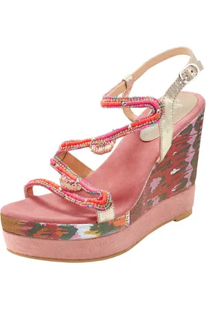 Merkloos Branded Wedge Sandaal v. Duitse Modehuis XYXYX, Koraal