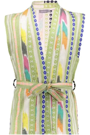 Geisha Zomer gilet meisjes - fancy woven - groen / lime