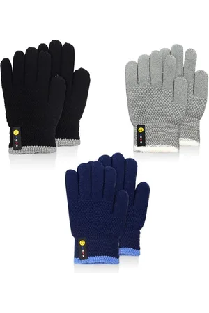 Merkloos 3 paar volledige vinger winterhandschoenen voor kinderen - warme rekbare gebreide handschoenen - touchscreen - outdoor hardlopen fietsen - jongens meisjes .