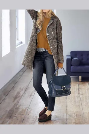 Merkloos Winterjas voor Dames - Bouclé van Duitse Modehuis Heine,