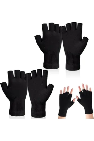Merkloos Halve vingerhandschoenen voor winter - 2 paar vingerloze gebreide handschoenen voor mannen en vrouwen .