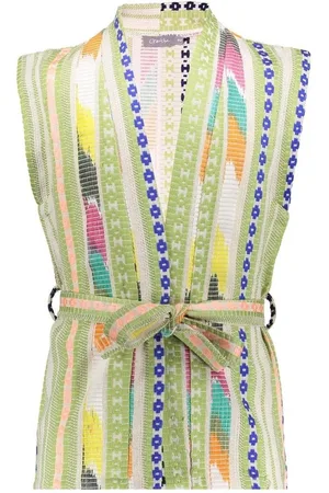 Geisha Zomer gilet meisjes - fancy woven - groen / lime