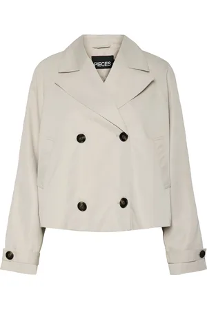 Pieces® Jas Pcscarlett Ls Short Trenchcoat Noos 17154509 Silver Gray Dames