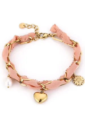 MICHELLE Stoffen schakelarmband gevlochten | LOVE | - Liefde - Valentijn - Cadeau