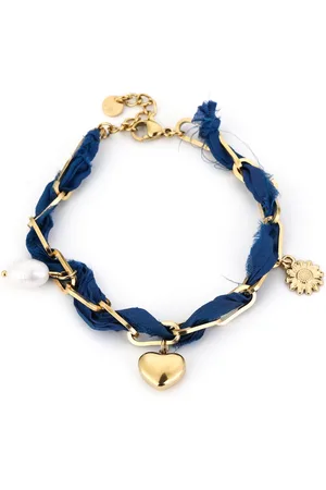 MICHELLE Stoffen schakelarmband gevlochten | LOVE | Blauw - Liefde - Valentijn - Cadeau