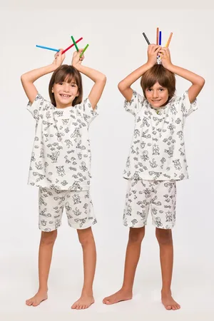 Woody Unisex Pyjama krab color me print - maat 098/3J