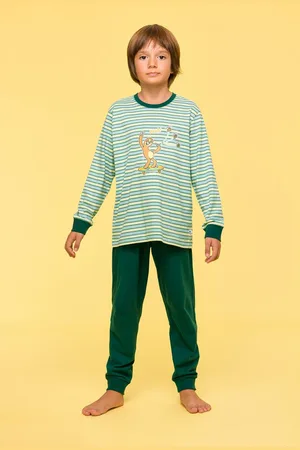 Woody Jongens-Heren Pyjama multicolor streep - maat 074/9M