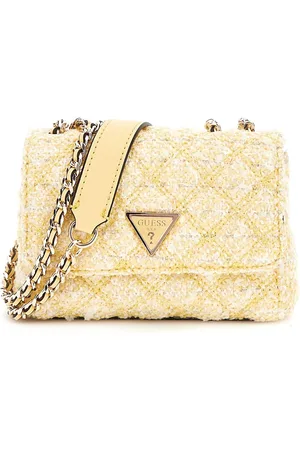 Guess Schoudertas Giully Mini 2 Compartment Convertible Flap Bag Geel