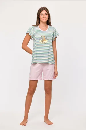 Woody Pyjama meisjes/dames - gestreept - luiaard - 251-10-PSG-S/929 - maat XL