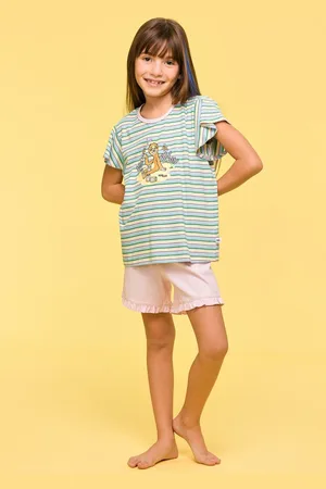 Woody Pyjama meisjes - luiaard - streep - 251-10-PSG-S/929 - maat 116