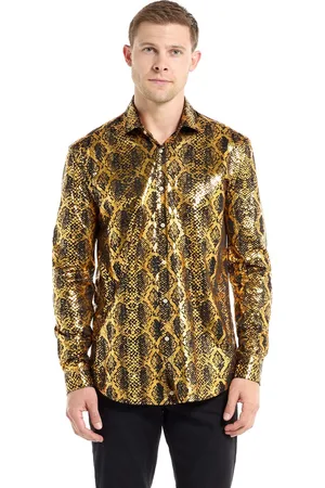 OppoSuits Shiny Snake Shirt - Mannen Overhemd - Toppers Outfit 2025 - Gouden Blouse