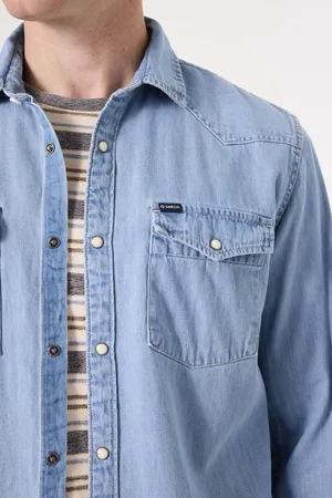Garcia Heren Overhemd Blauw Long mouw