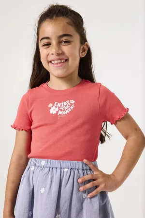 Garcia Meisjes Chest print T-shirt Rood Korte mouw