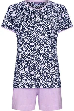 Rebelle Dames shortama katoen - Pink Flower - Zomer pyjama - 44