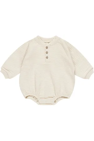 Quincy Mae Bodysuit - Henly bubble romper natural - creme - 0-3 maanden - maat 56/62 - baby outfit