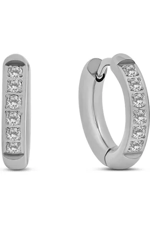 CO88 8CE-70578 - Stalen Oorringen - Oorbellen - 10mm - 6 Steentjes