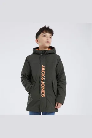 Merkloos JACK AND JONES Jongens Fen Parka Jas Roest khaki maat 164