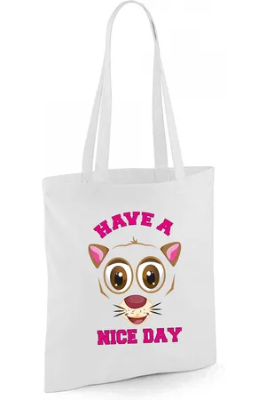 Bellatio Decorations Schoudertas meisjes - kat/poes - - have a nice day - 42 x 38 cm - shopper