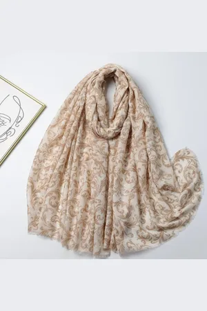 Merkloos Lange dames sjaal Kylie fantasiemotief beige goud