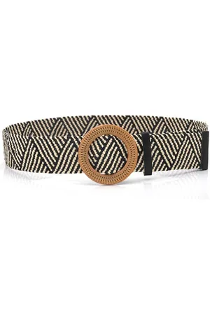 Fashion Favorite Gevlochten Riem | Zwart / Crème | Kunststof / Riet / Rotan Look | 90 cm |