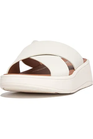 FitFlop F-Mode Leather Flatform Cross Slides