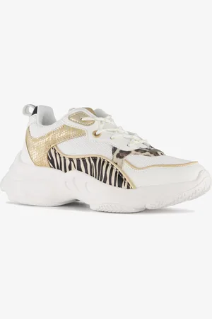 Blue Box Meisjes dad sneakers met tijgerprint -