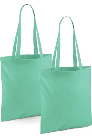 Merkloos Draagtasje met hengsels - 2x - - 42 x 38 cm - katoen - 10 liter - boodschappen - gymtas - voor kinderen en volwassenen