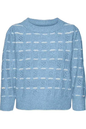 VERO MODA Trui Vmnewleonor 3/4 O-neck Pullover Ga 10321290 Airy Blue/melange W. Dames