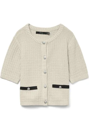 VERO MODA Vest Vmharper 2/4 Button Pullover Exp 10327603 Birch/with Black Dames