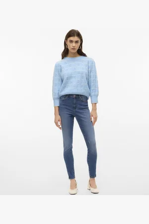 VERO MODA Trui Vmnewleonor 3/4 O-neck Pullover Ga 10321290 Airy Blue/melange W. Dames