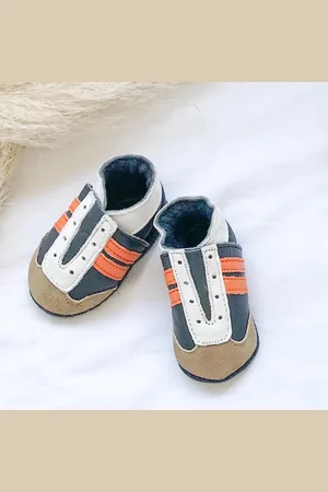 Baby Dutch Babyslofje - Leer - Sportief - - - Oranje - Schoentje - Slofjes - Stoer