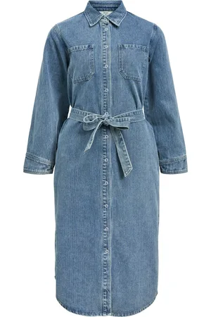 Object Object Jurk Objdayan Re L/s Denim Shirt Dress 1 23045966 Medium Blue Denim Dames
