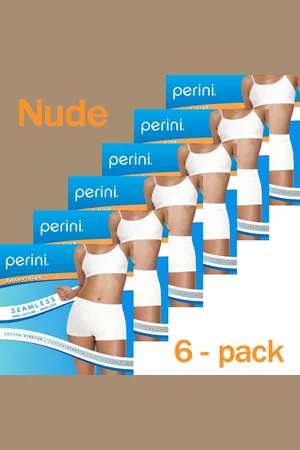 Merkloos Perini dames boxershorts high | 6-pack | MAAT L | nude