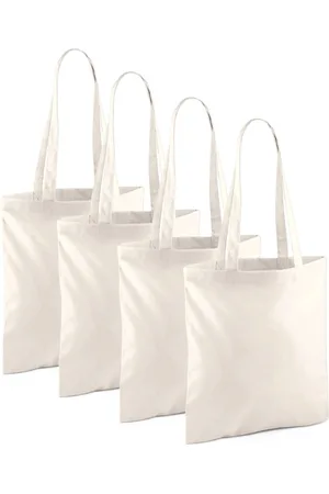 Merkloos Draagtasje met hengsels - 10x - - 42 x 38 cm - katoen - 10 liter - boodschappen - gymtas - voor kinderen en volwassenen